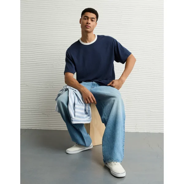 AE Boxy Ringer T-Shirt - Blue