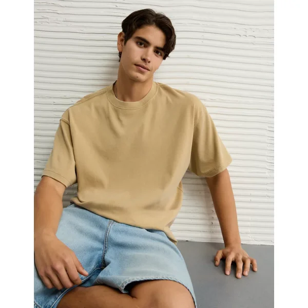AE Boxy Sueded Jersey T-Shirt - Khaki