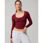OFFLINE By Aerie Real Me Long Sleeve Scoop T-Shirt - Deep Cherry