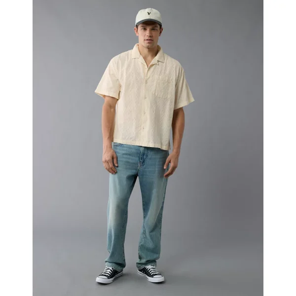 AE Poolside Textured Printed Button-Up Shirt - White