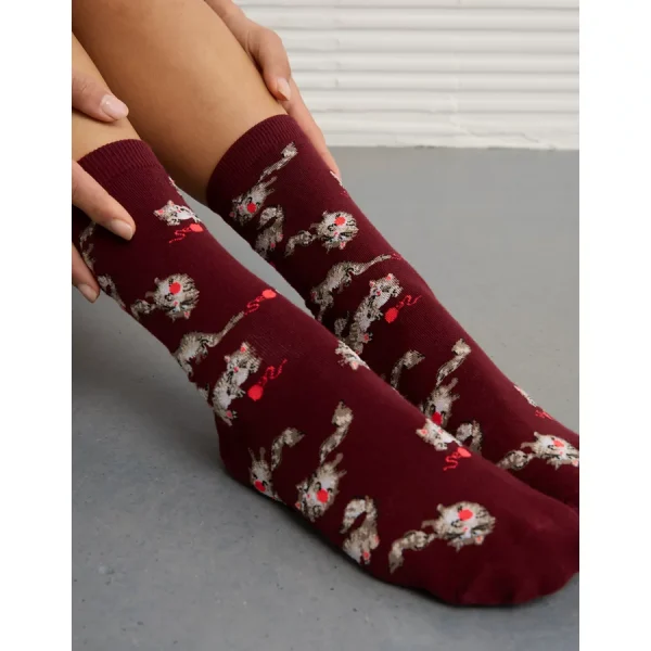 AE Ragdoll Cat Crew Socks - Antique Rose