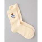 AE Teddy Bear Crew Socks - Cream