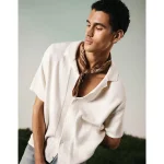 AE Weekend Button-Up Sweater Polo Shirt - Beige