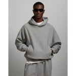 AE77 Premium Cropped Hoodie - Light Heather Gray