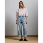 AE77 Premium Wide Crop Cuff Jean - Light Wash