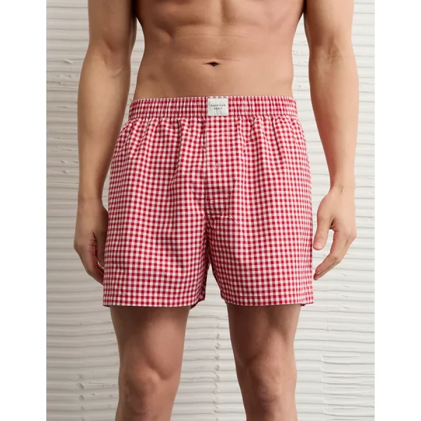 AEO Stretch Plaid Classic Boxer Short - Red