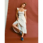 AE Bella Flutter Sleeve Midi Dress - Cream