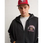 NFL San Francisco 49ers Graphic Zip-Up Hoodie - Washed Black