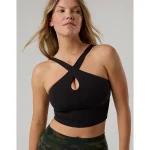 OFFLINE By Aerie Real Me XTRA Criss Cross High Neck Sports Bra - True Black