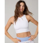 OFFLINE By Aerie Real Me XTRA High Neck Sports Bra - White