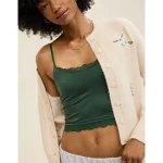 Show Off Shine Lace Tank Top - Rugged Green