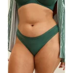 SMOOTHEZ Microfiber Lace Thong Underwear - Rugged Green